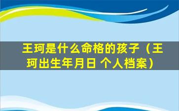 王珂是什么命格的孩子（王珂出生年月日 个人档案）